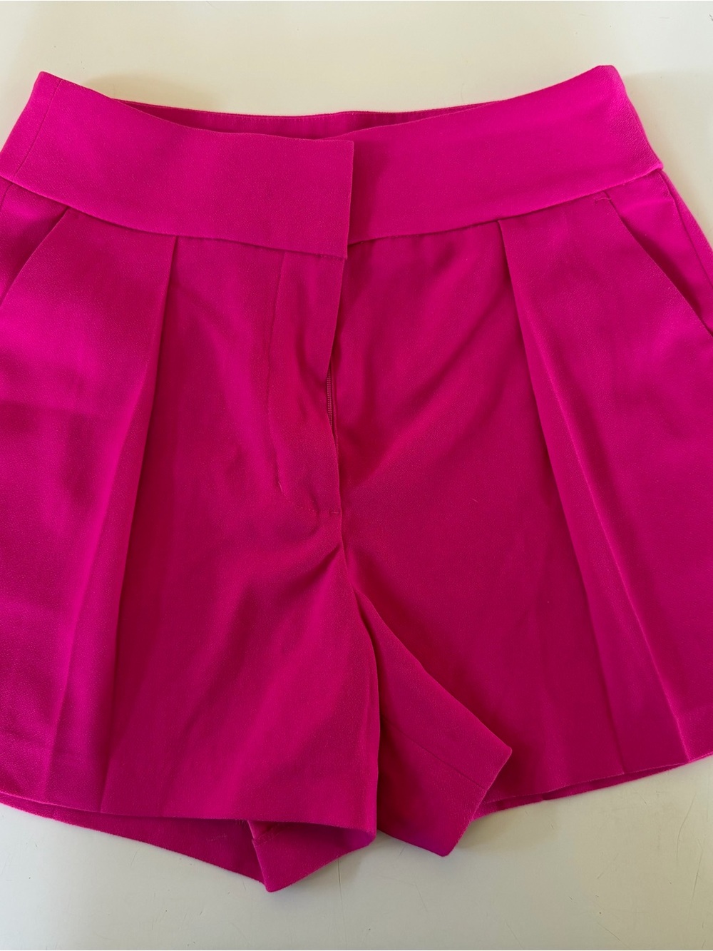 Express Women's Bright Hot Pink High-Waist Pleated Shorts